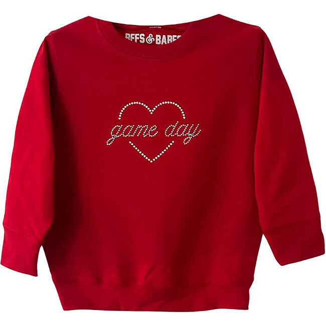 Youth Game Day Shine Rhinestone Cropped Sweatshirt, Red