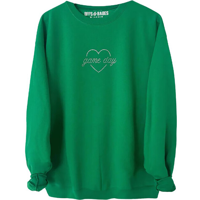 Adult Game Day Shine Rhinestone Cropped Sweatshirt, Green