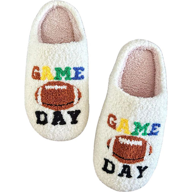 Women's Game Day Fluffy Sherpa Slippers, White