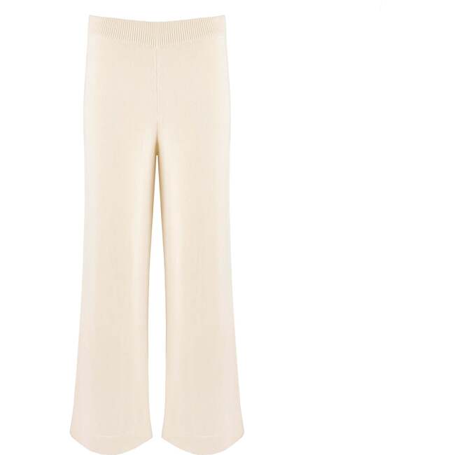 Women's Cream Wide Leg Knit Pant