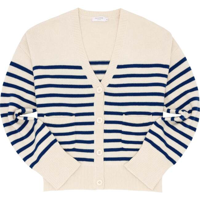 Women's Breton Stripe V-Neck Knit Cardigan