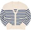 Women's Breton Stripe V-Neck Knit Cardigan - Cardigans - 1 - thumbnail