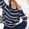 Women's Navy And Cream Wide Stripe Knit Sweater - Sweaters - 4