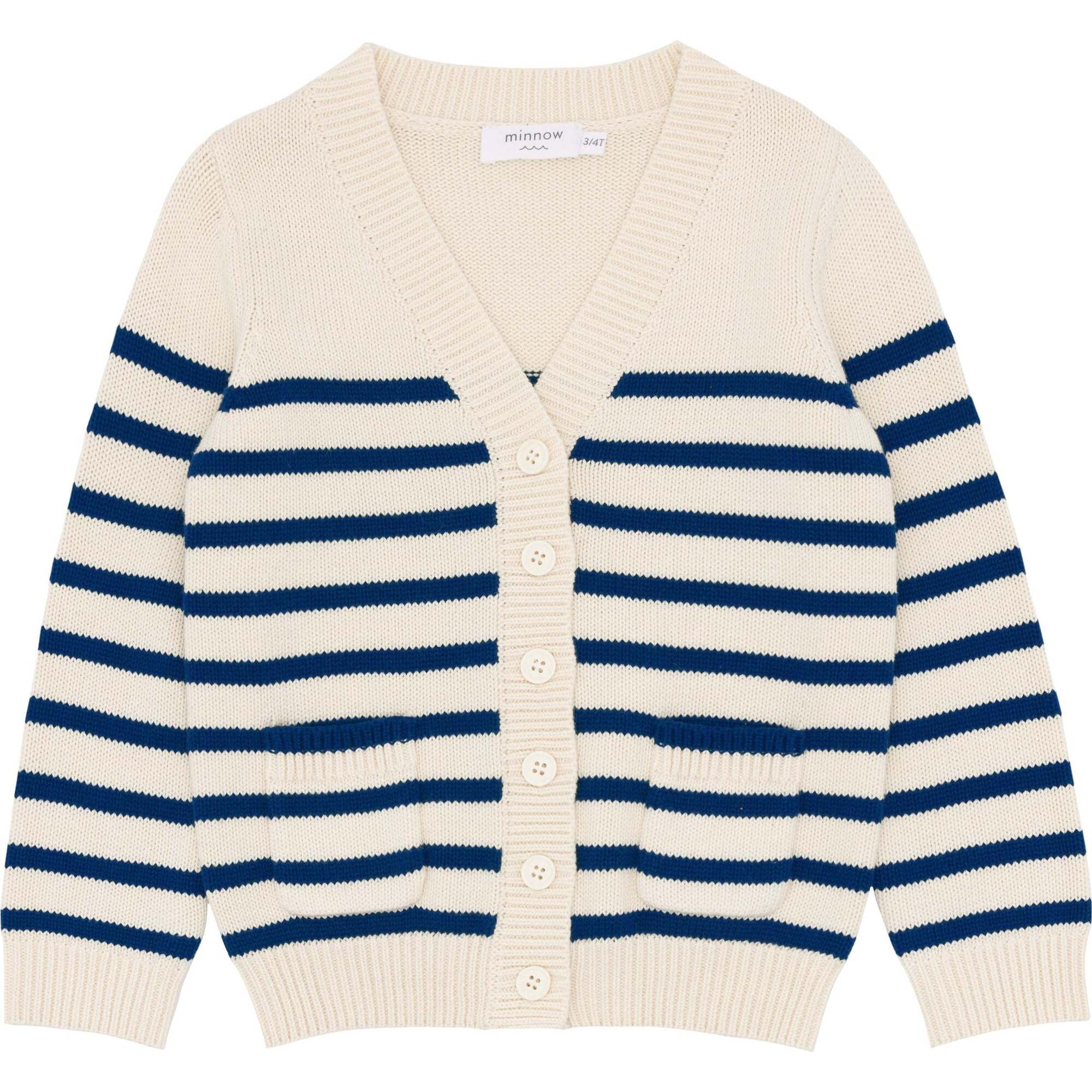 Kids Breton Stripe V-Neck Knit Cardigan - Cardigans - 1