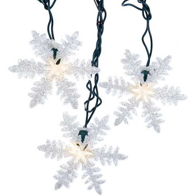 UL 10-Light White Snowflake Party Light Set