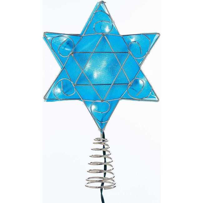 UL 10-Light LED Silver and Blue Shimmer Star Treetop