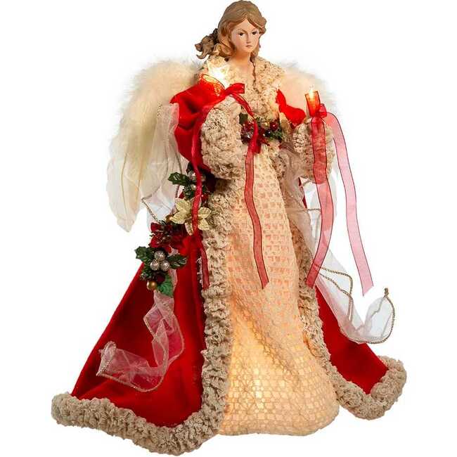 UL 10-Light 16-Inch Red and Ivory Angel Treetop - Tree Toppers - 3