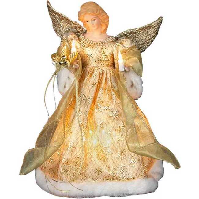 UL 10-Light 12-Inch Gold Dress Angel Treetop