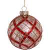 Silver with Gold and Red Plaid Glass Ball Ornaments, 6-Piece Set - Ornaments - 1 - thumbnail