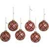 Silver with Gold and Red Plaid Glass Ball Ornaments, 6-Piece Set - Ornaments - 2