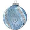Silver Blue with Glitter and Sequins Glass Ball Ornaments, 6 Piece Box - Ornaments - 1 - thumbnail