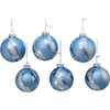 Silver Blue with Glitter and Sequins Glass Ball Ornaments, 6 Piece Box - Ornaments - 2