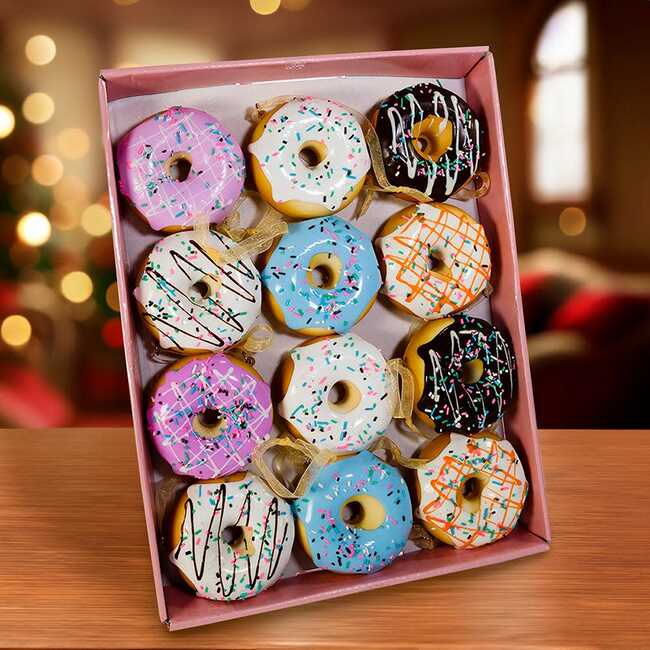 Set of Twelve 2.75-Inch Donut Ornament - Ornaments - 6