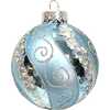Silver Blue with Glitter and Sequins Glass Ball Ornaments, 6 Piece Box - Ornaments - 6