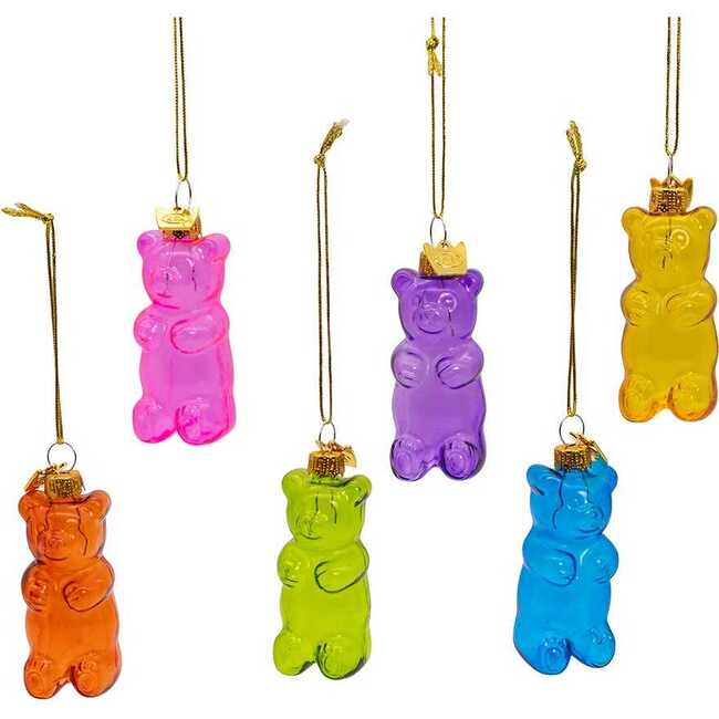 Noble Gems Glass Gummy Bear Ornaments 6-Piece Set