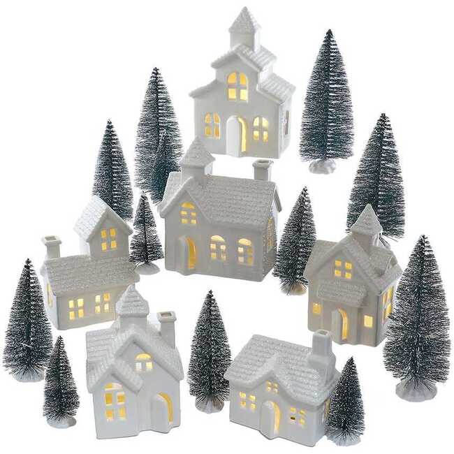 Lighted Porcelain House, 24-Piece Set