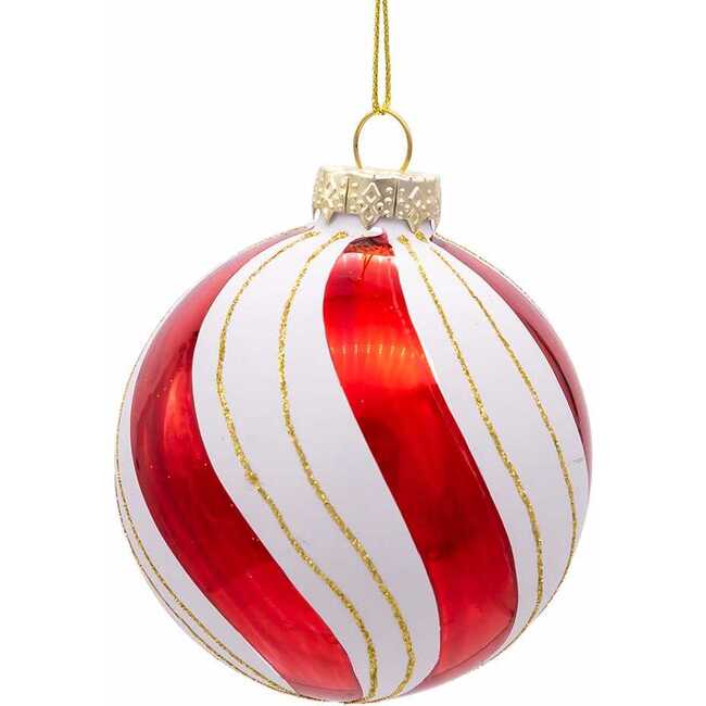 Gold, Red and White Glass Ball Ornaments, 6 Piece Set - Ornaments - 2