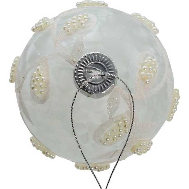 Glass White Pearl 6-Piece Ball Ornament Set - Ornaments - 5