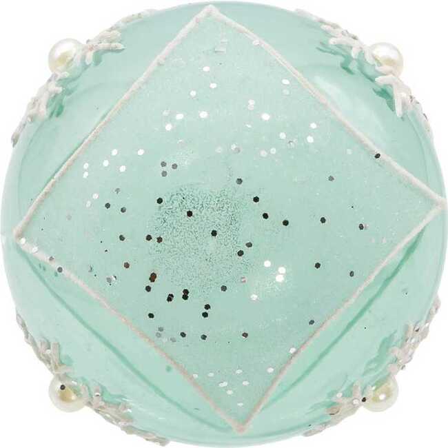 Glass Teal Snowflake 6-Piece Ball Ornament Set - Ornaments - 6