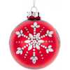 Glass Shiny Red With Silver Snowflake Ball 6-Piece Ornament Set - Ornaments - 1 - thumbnail