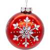 Glass Shiny Red With Silver Snowflake Ball 6-Piece Ornament Set - Ornaments - 2