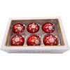 Glass Shiny Red With Silver Snowflake Ball 6-Piece Ornament Set - Ornaments - 6