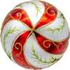 Glass Red and White Holly Leaves 6-Piece Ball Ornament Set - Ornaments - 4