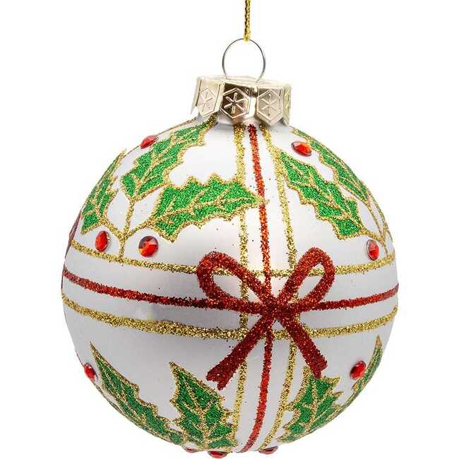 Glass Holly and Bow Ball 6-Piece Ornament Set - Ornaments - 2