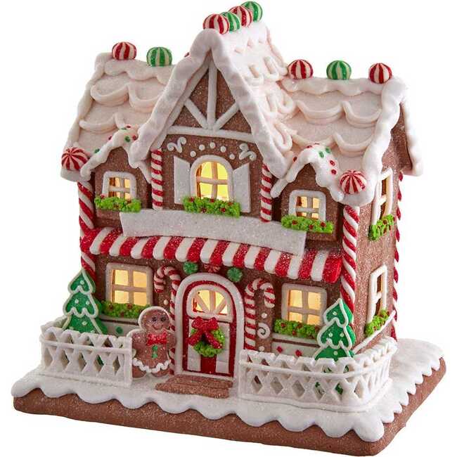 9-Inch Battery-Operated Light Up Two Floor Gingerbread House