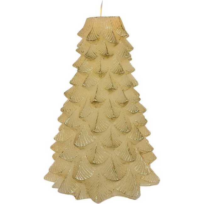 9-Inch Battery Operated Gold Christmas Tree Candle with LED Flicker Flame - Candles - 2