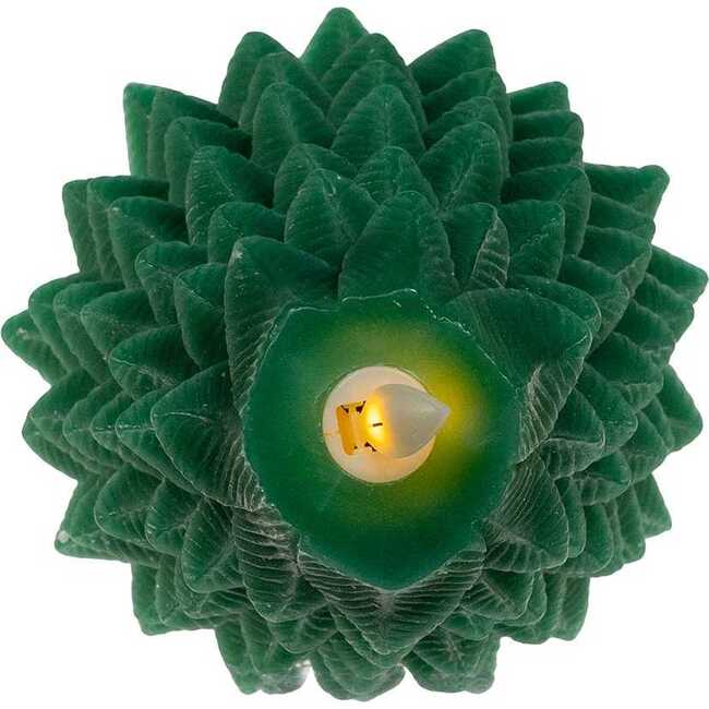 9-Inch Battery Operated Green Christmas Tree Candle with LED Flicker Flame - Candles - 5