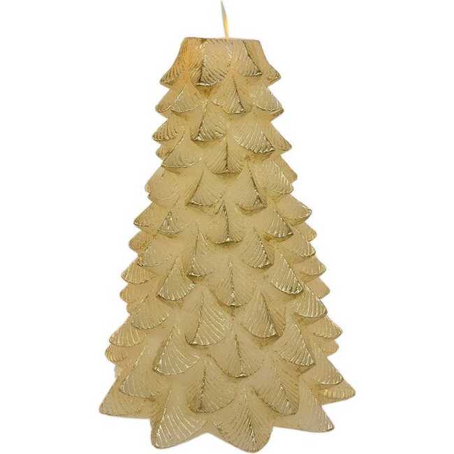 9-Inch Battery Operated Gold Christmas Tree Candle with LED Flicker Flame - Candles - 4