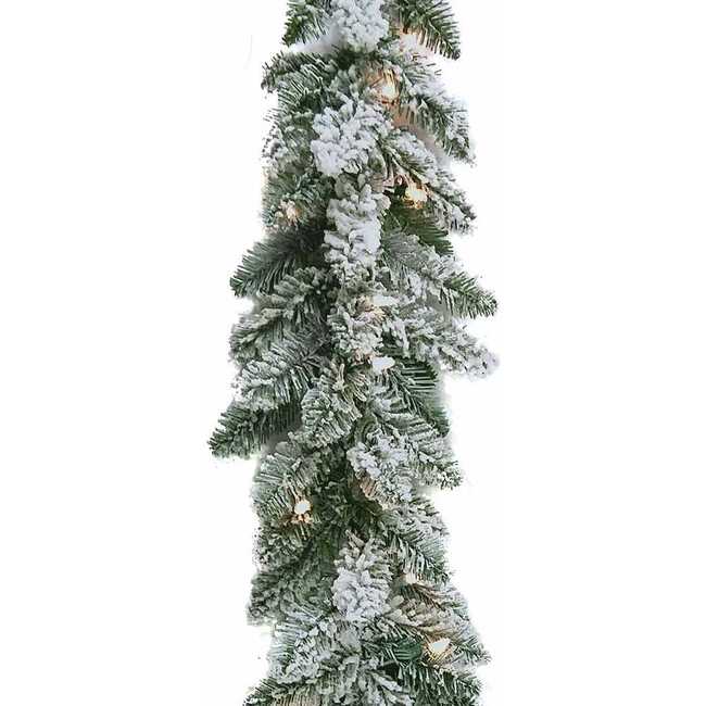 9-Foot Pre-Lit Warm White LED Snow Pine Garland - Garlands - 2