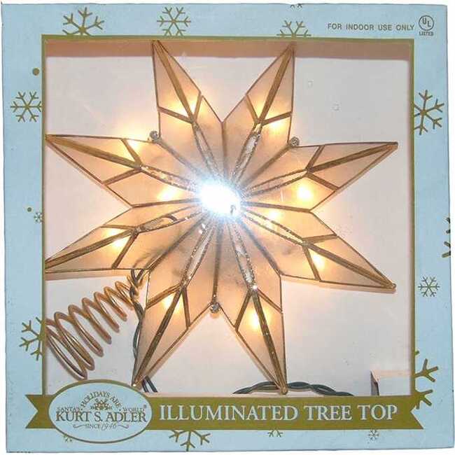 9-Inch 10-Light 8-Point Gold Capiz Star Treetop - Tree Toppers - 7