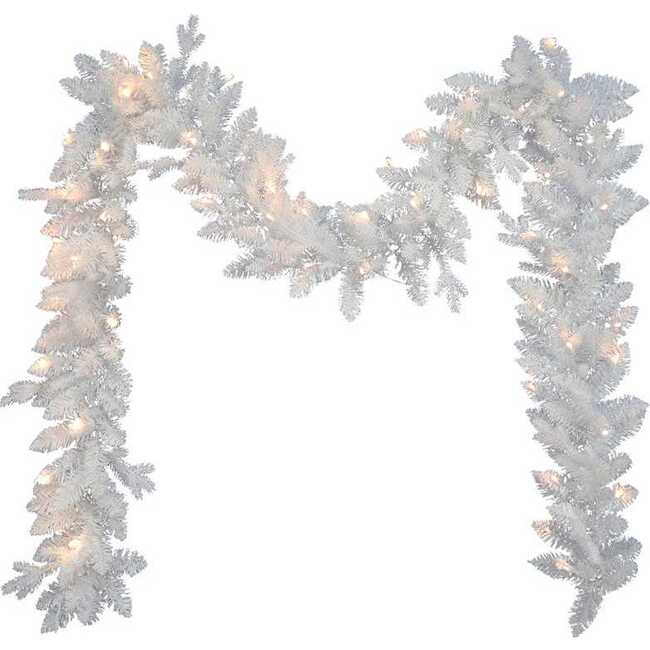 9-Foot Pre-Lit Warm White LED Jackson White Pine Garland