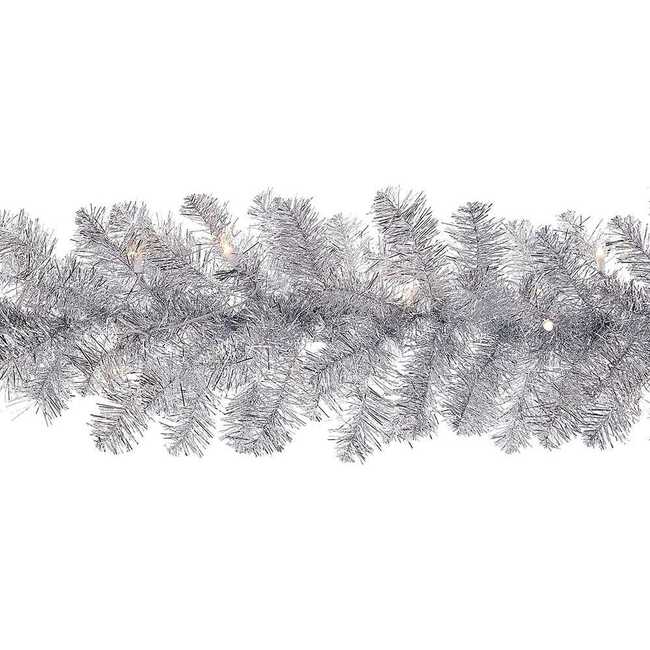 9-Foot Pre-Lit Silver Point Pine Garland - Garlands - 3