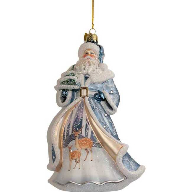 7-Inch Bellissimo Glass Santa With Tree and Scene Ornament