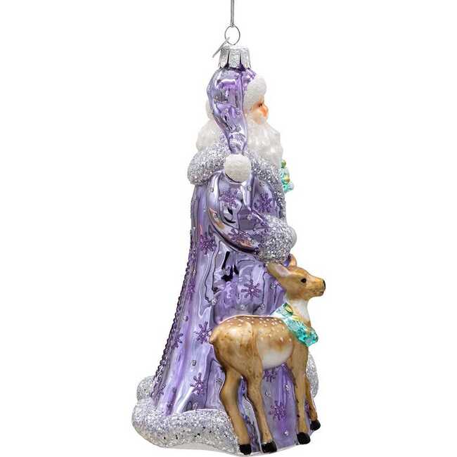 7-Inch Bellissimo Glass Periwinkle Santa Ornament - Ornaments - 3