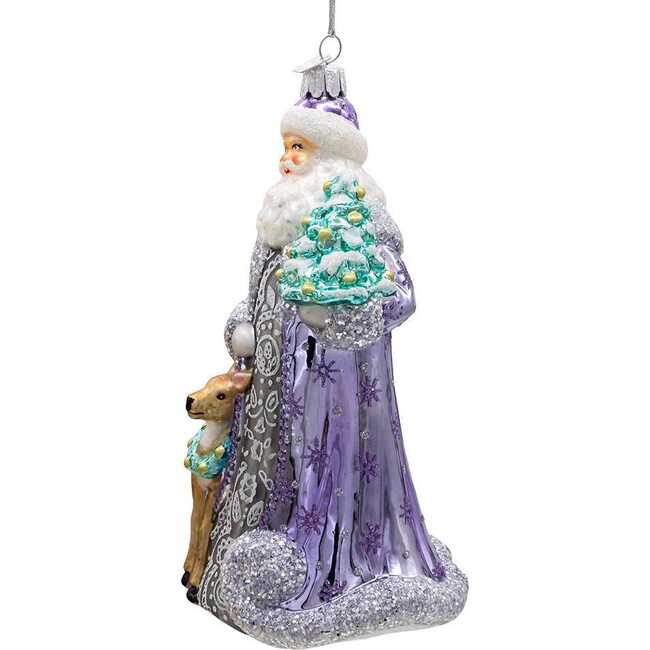 7-Inch Bellissimo Glass Periwinkle Santa Ornament - Ornaments - 5