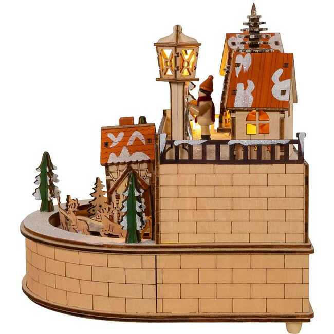 7.87-Inch Wooden LED Light-Up Santa Musical Christmas Village - Accents - 4