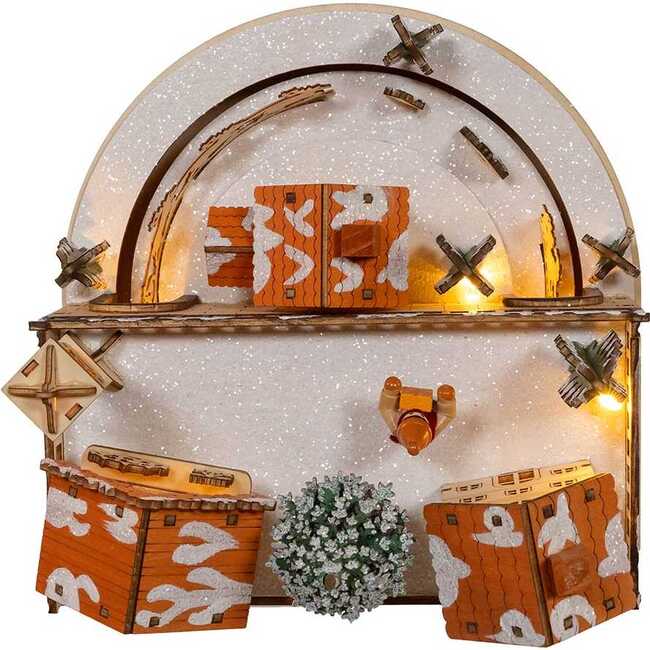 7.87-Inch Wooden LED Light-Up Santa Musical Christmas Village - Accents - 5