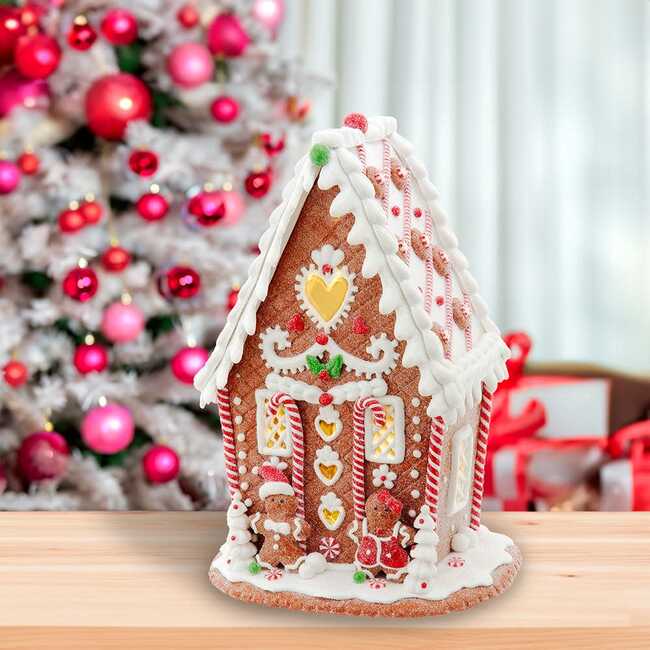 7.87-Inch Battery Operated LED Gingerbread House With Heart - Accents - 2