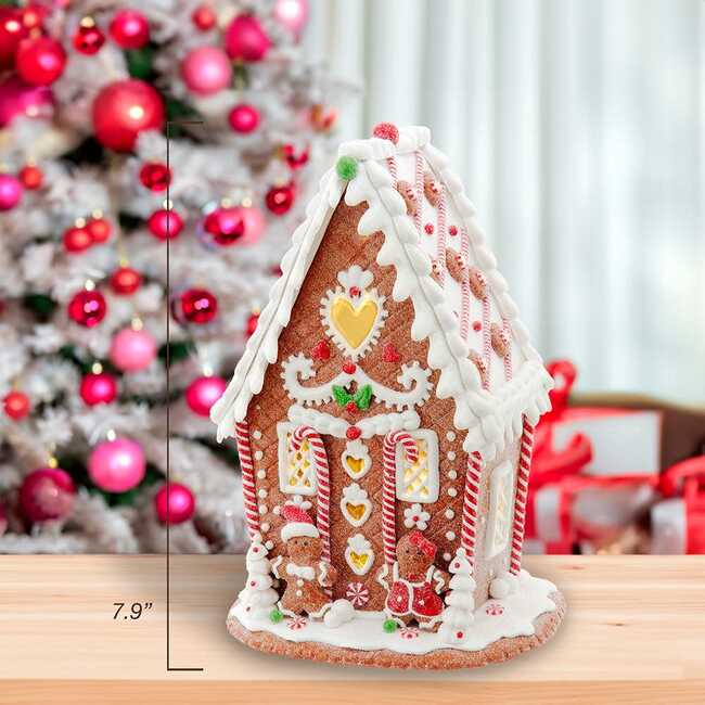 7.87-Inch Battery Operated LED Gingerbread House With Heart - Accents - 3