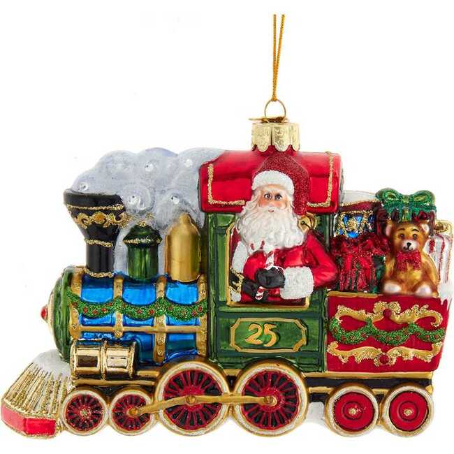 6-Inch Bellissimo Glass Santa with Train Ornament