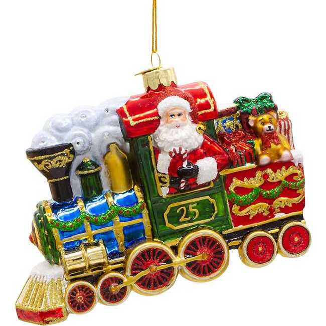 6-Inch Bellissimo Glass Santa with Train Ornament - Ornaments - 2