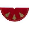 60-Inch Red Tree Skirt with Green Embroidered Tree Design - Tree Skirts - 1 - thumbnail