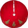 60-Inch Red Tree Skirt with Green Embroidered Tree Design - Tree Skirts - 2