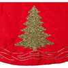 60-Inch Red Tree Skirt with Green Embroidered Tree Design - Tree Skirts - 4