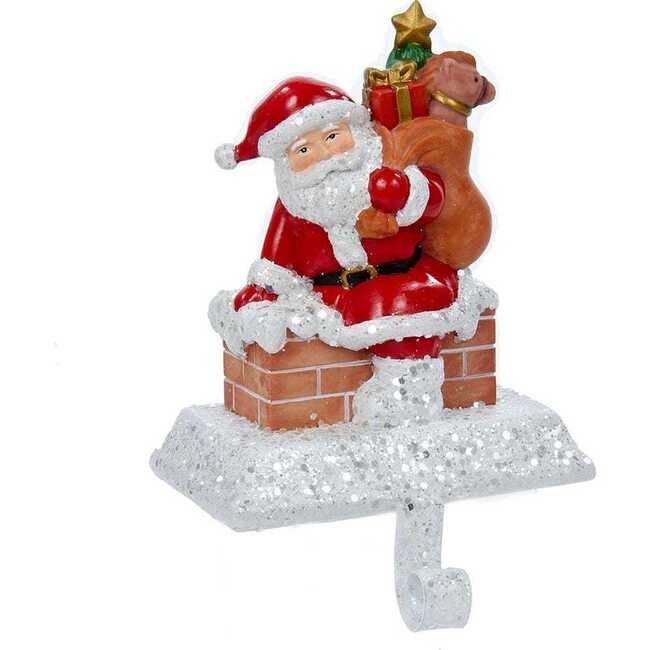 6.5-Inch Resin Santa with Gift Box Stocking Holder