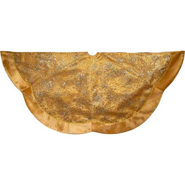 60-Inch Gold Velvet and Glitter Tree Skirt